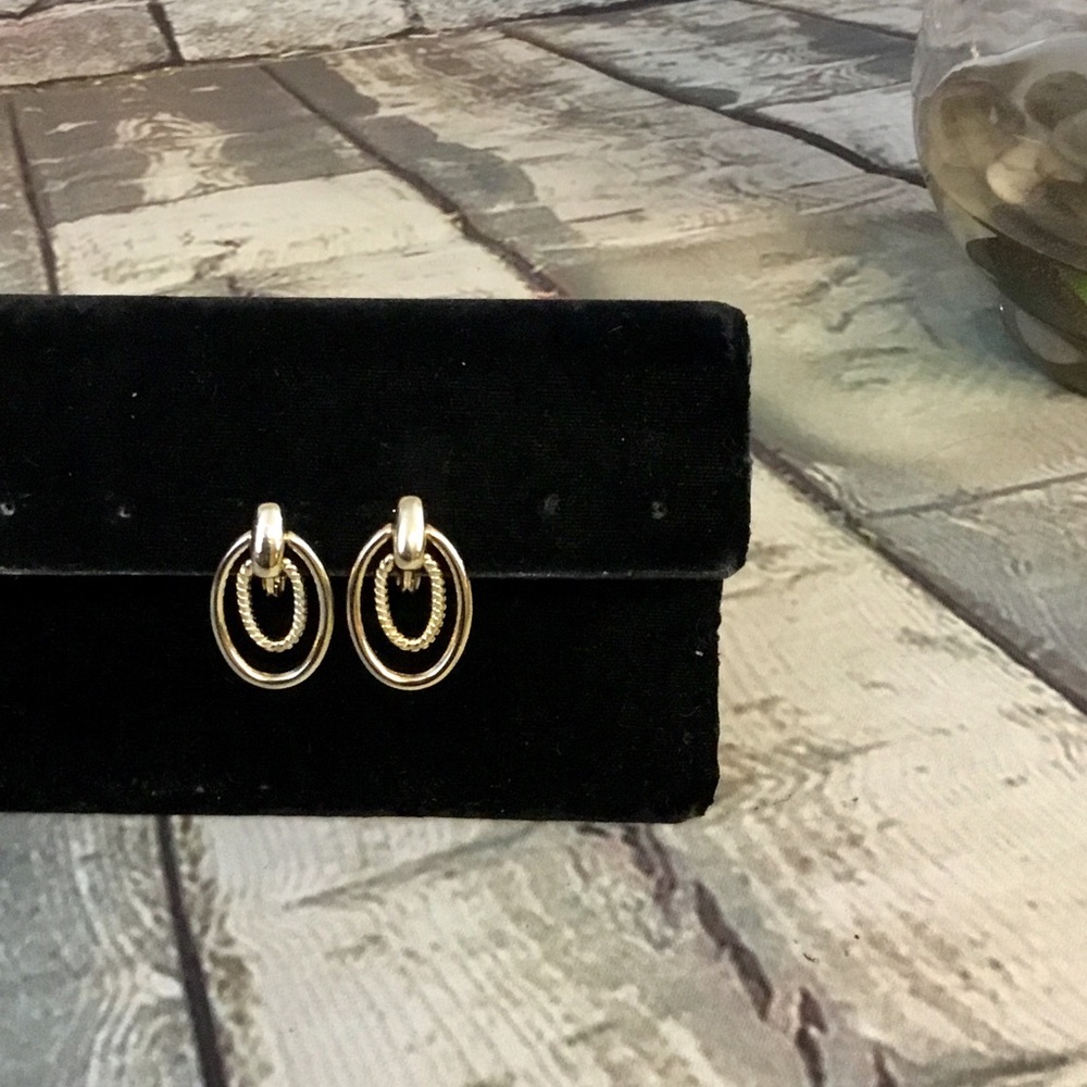 3/$20 Vintage JJG Double Loop Clip Gold Tone On Earrings